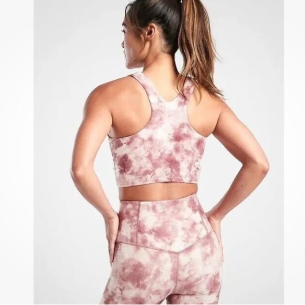 Athleta Conscious Crop Printed AC XS Sports Bra Just Dance Ballerina Gown Marble